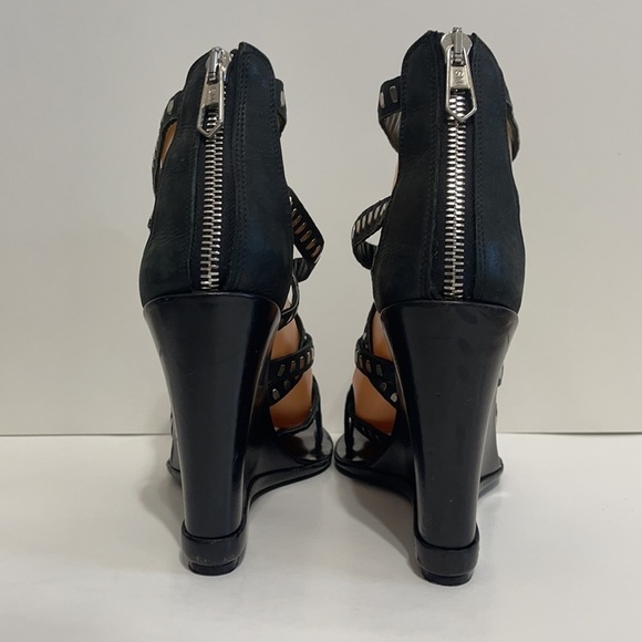 Sigerson Morrison Black w Studs Wedge Shoes Sz 8 - Picture 3 of 12